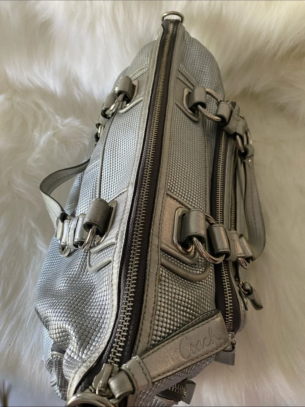 Coach Cambridge Collection Textured Metallic Alexa Large Satchel